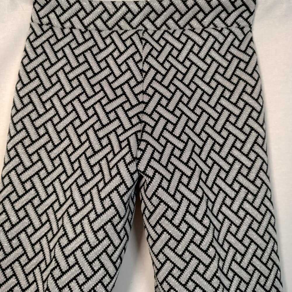 Vintage Miss Holly Pants Women Small Black Silver Polyester 60s 70s Flare Disco - Picture 6 of 13